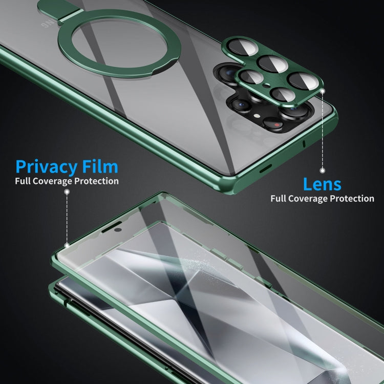 For Samsung Galaxy S24 Ultra 5G MagSafe Magnetic HD Frosted Tempered Glass Holder Phone Case(Green) - HoMEdemic™ 