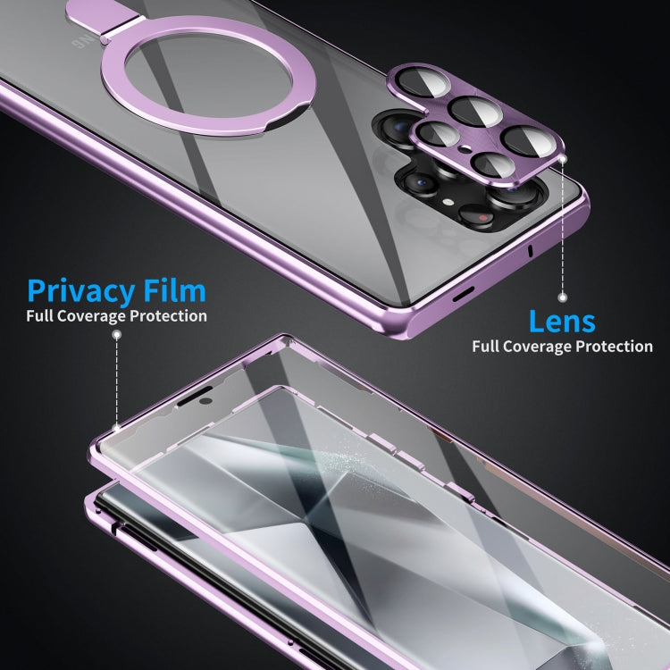 For Samsung Galaxy S24 Ultra 5G MagSafe Magnetic HD Frosted Tempered Glass Holder Phone Case(Purple) - HoMEdemic™ 