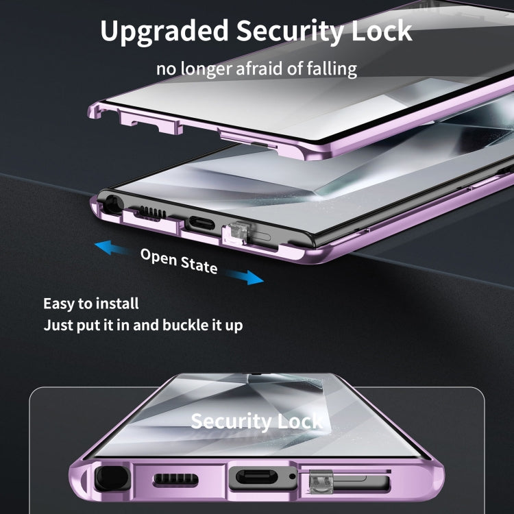 For Samsung Galaxy S24 Ultra 5G MagSafe Magnetic HD Frosted Tempered Glass Holder Phone Case(Purple) - HoMEdemic™ 