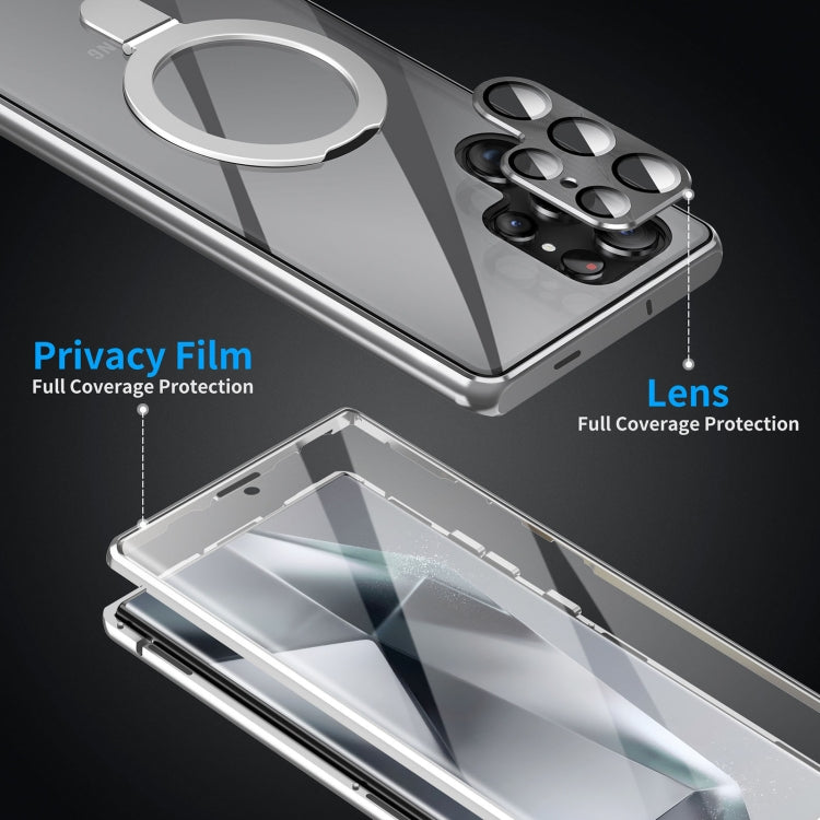 For Samsung Galaxy S24 Ultra 5G MagSafe Magnetic HD Frosted Tempered Glass Holder Phone Case(Silver) - HoMEdemic™ 