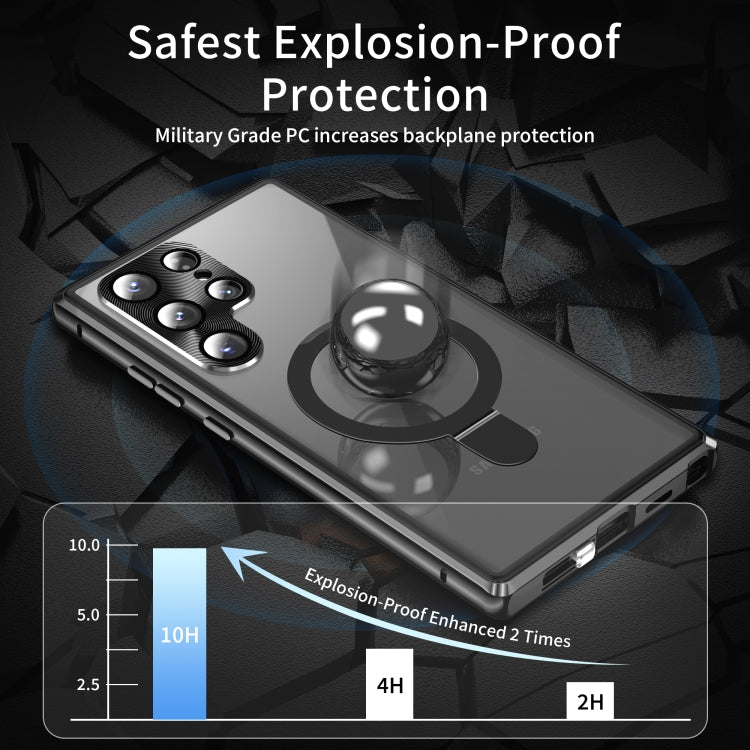 For Samsung Galaxy S24 Ultra 5G MagSafe Magnetic Privacy Frosted Tempered Glass Holder Phone Case(Black) - HoMEdemic™ 