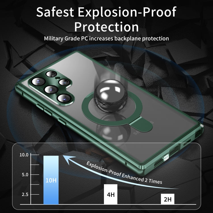 For Samsung Galaxy S24 Ultra 5G MagSafe Magnetic Privacy Frosted Tempered Glass Holder Phone Case(Green) - HoMEdemic™ 