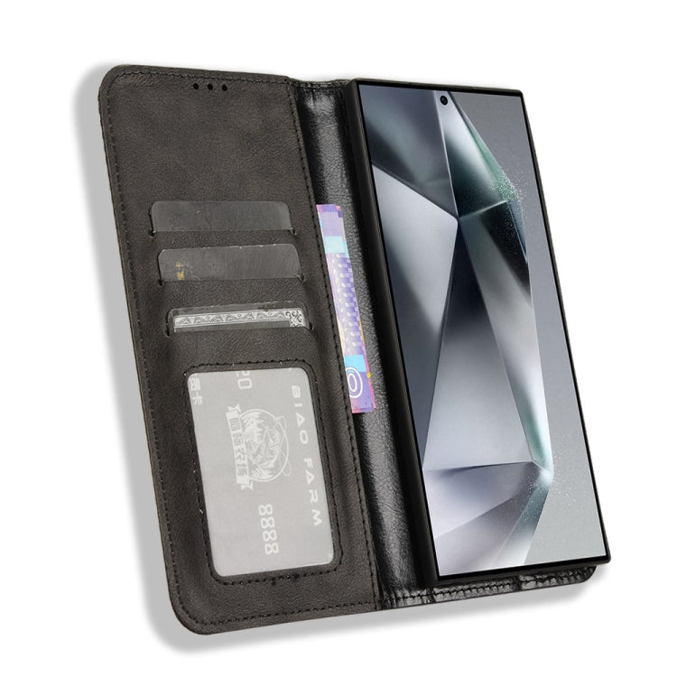 For Samsung Galaxy S24 Ultra 5G Magnetic Buckle Retro Texture Leather Phone Case(Black) - HoMEdemic™ 