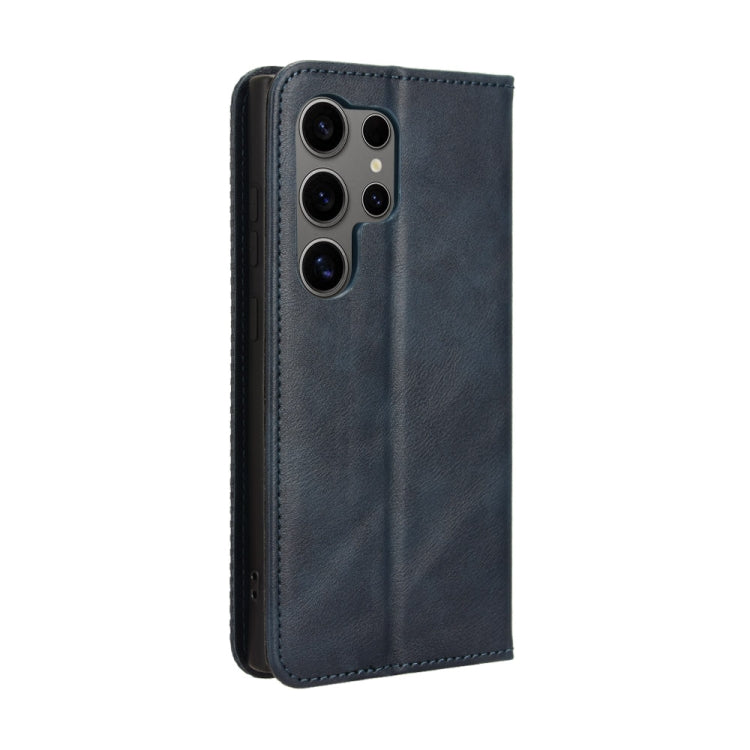 For Samsung Galaxy S24 Ultra 5G Magnetic Buckle Retro Texture Leather Phone Case(Blue) - HoMEdemic™ 