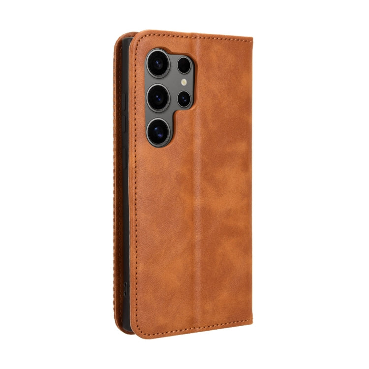 For Samsung Galaxy S24 Ultra 5G Magnetic Buckle Retro Texture Leather Phone Case(Brown) - HoMEdemic™ 