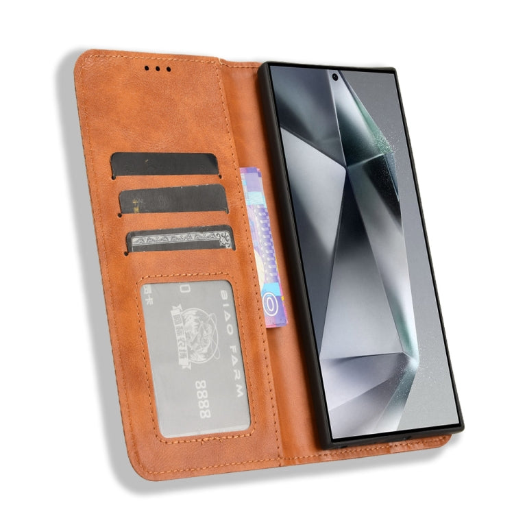 For Samsung Galaxy S24 Ultra 5G Magnetic Buckle Retro Texture Leather Phone Case(Brown) - HoMEdemic™ 