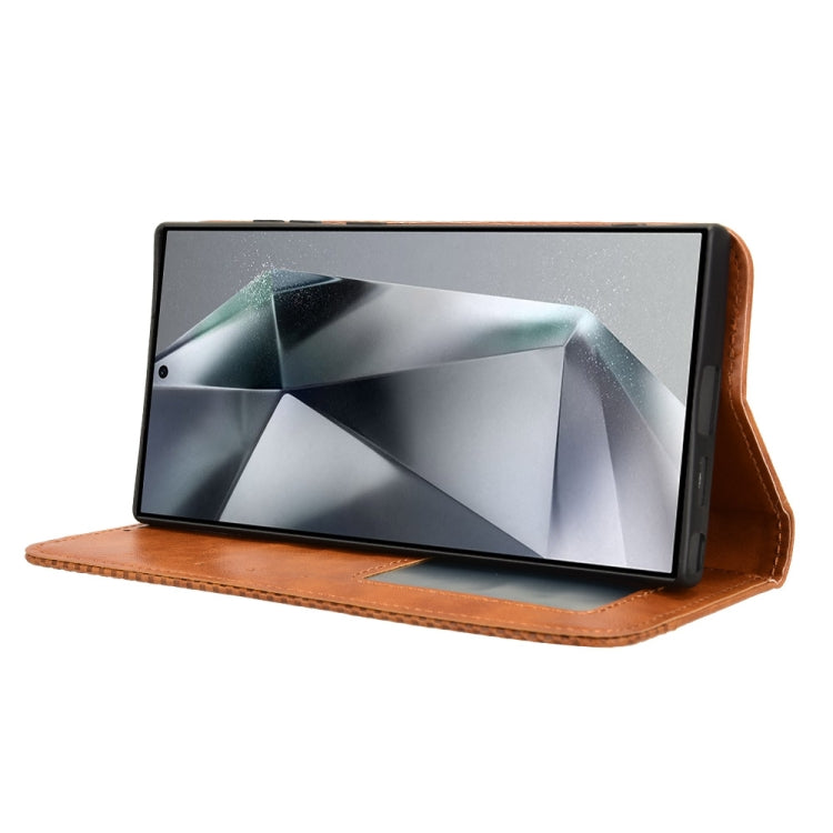 For Samsung Galaxy S24 Ultra 5G Magnetic Buckle Retro Texture Leather Phone Case(Brown) - HoMEdemic™ 