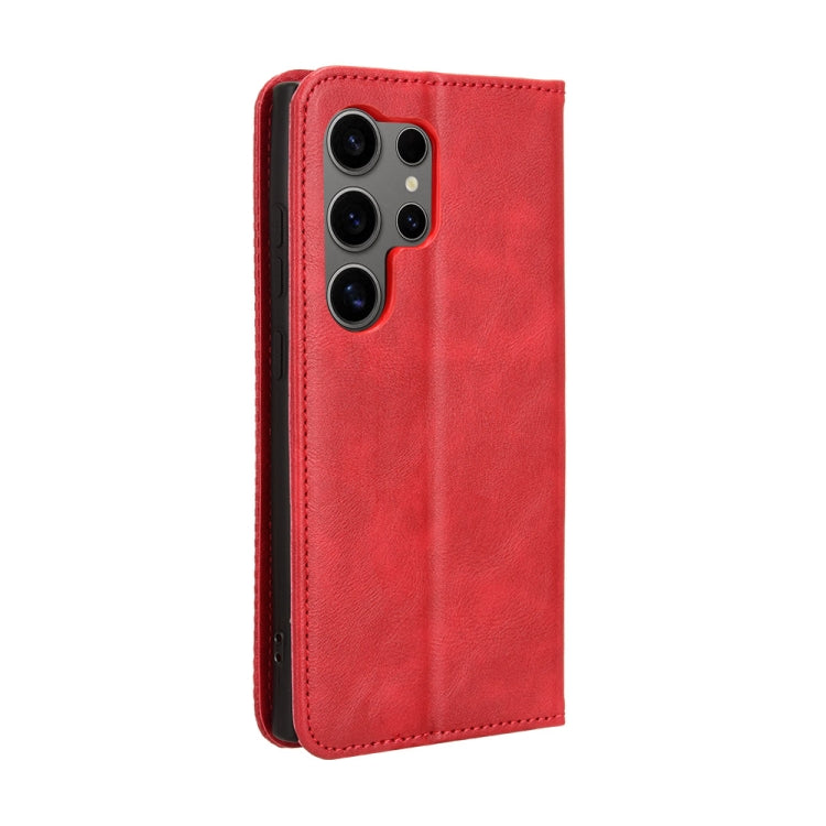 For Samsung Galaxy S24 Ultra 5G Magnetic Buckle Retro Texture Leather Phone Case(Red) - HoMEdemic™ 