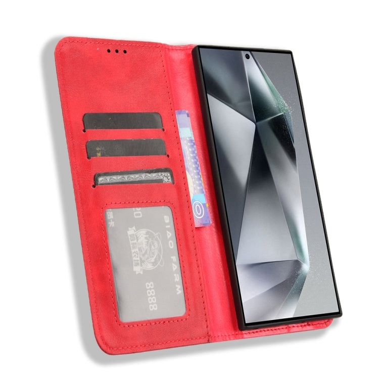 For Samsung Galaxy S24 Ultra 5G Magnetic Buckle Retro Texture Leather Phone Case(Red) - HoMEdemic™ 