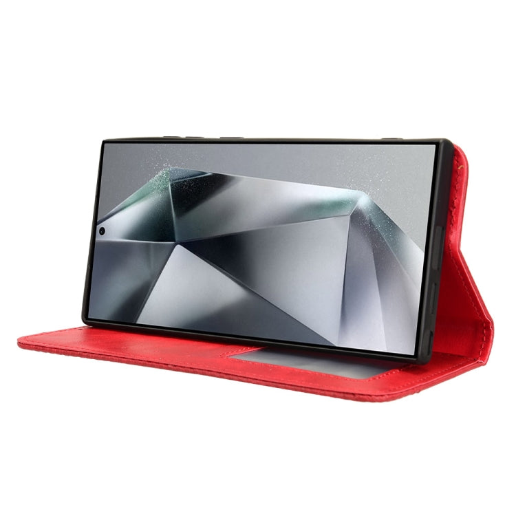 For Samsung Galaxy S24 Ultra 5G Magnetic Buckle Retro Texture Leather Phone Case(Red) - HoMEdemic™ 