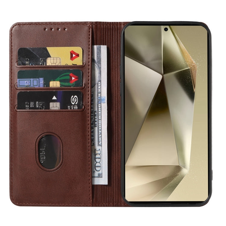 For Samsung Galaxy S24 Ultra 5G Magnetic Closure Leather Phone Case(Brown) - HoMEdemic™ 