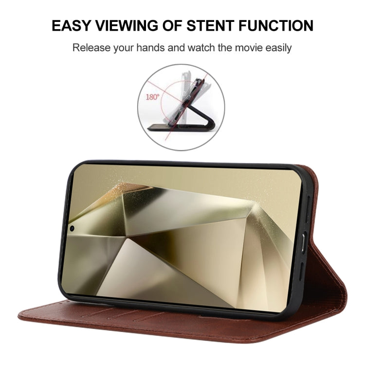 For Samsung Galaxy S24 Ultra 5G Magnetic Closure Leather Phone Case(Brown) - HoMEdemic™ 