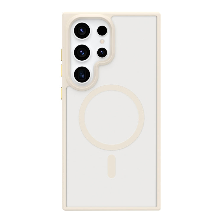For Samsung Galaxy S24 Ultra 5G Metal Button Skin Feel Matte MagSafe Shockproof Phone Case(White) - HoMEdemic™ 