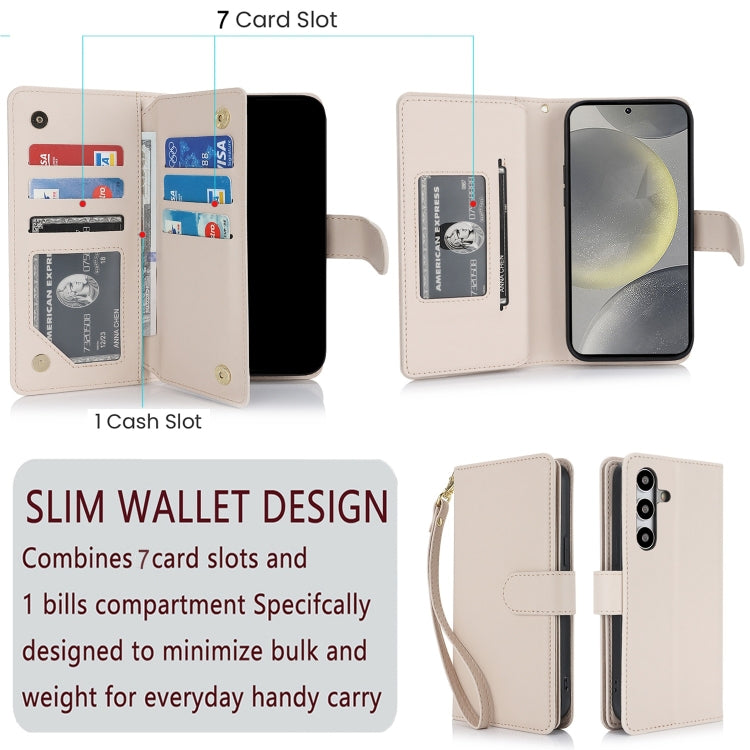 For Samsung Galaxy S24 Ultra 5G Multi-Card Wallet RFID Leather Phone Case(Apricot) - HoMEdemic™ 