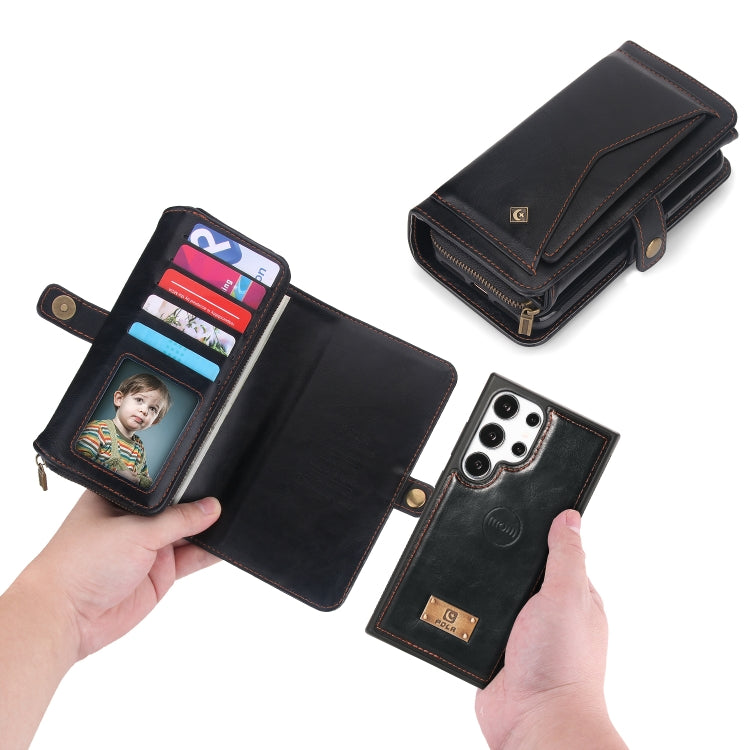 For Samsung Galaxy S24 Ultra 5G Multi-functional Zipper Wallet Leather Phone Case(Black) - HoMEdemic™ 