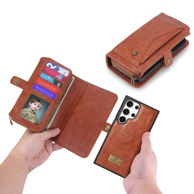 For Samsung Galaxy S24 Ultra 5G Multi-functional Zipper Wallet Leather Phone Case(Orange) - HoMEdemic™ 