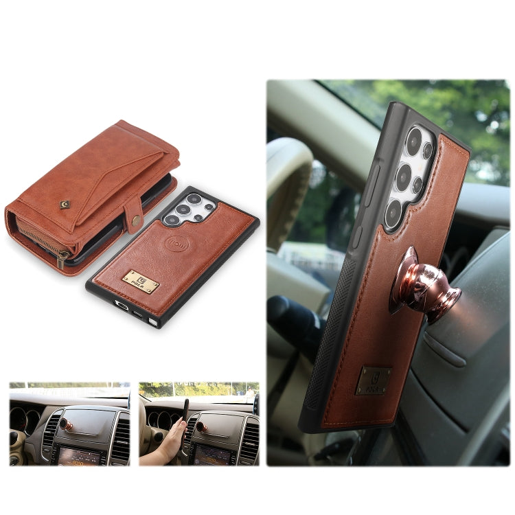 For Samsung Galaxy S24 Ultra 5G Multi-functional Zipper Wallet Leather Phone Case(Orange) - HoMEdemic™ 