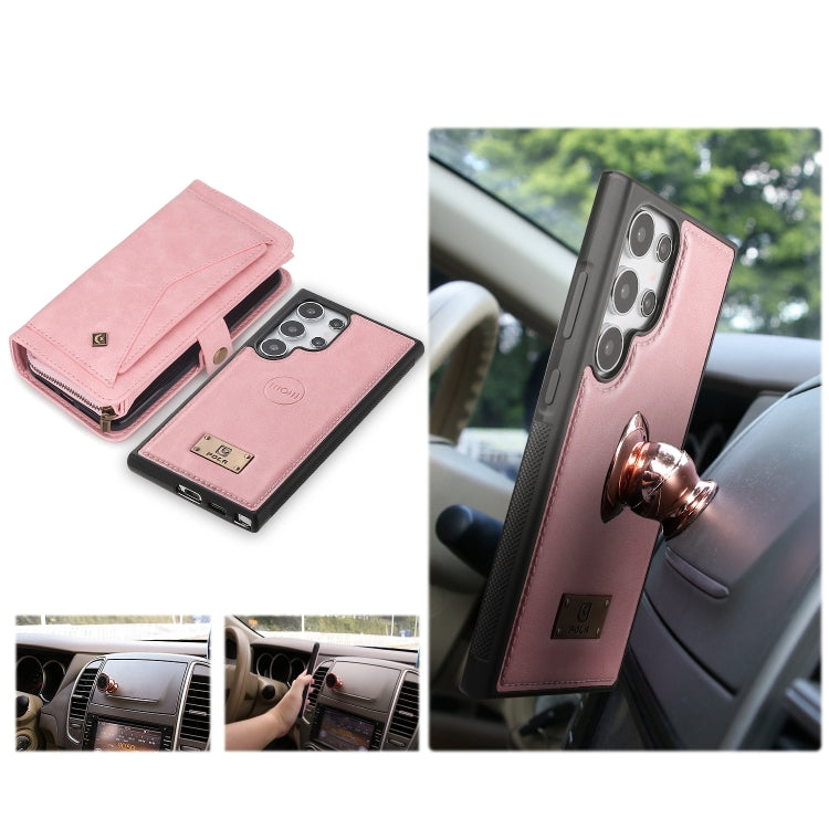 For Samsung Galaxy S24 Ultra 5G Multi-functional Zipper Wallet Leather Phone Case(Pink) - HoMEdemic™ 