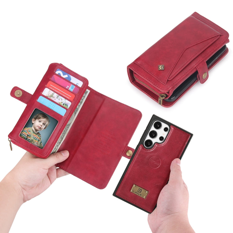 For Samsung Galaxy S24 Ultra 5G Multi-functional Zipper Wallet Leather Phone Case(Red) - HoMEdemic™ 