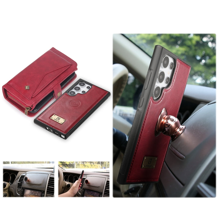 For Samsung Galaxy S24 Ultra 5G Multi-functional Zipper Wallet Leather Phone Case(Red) - HoMEdemic™ 
