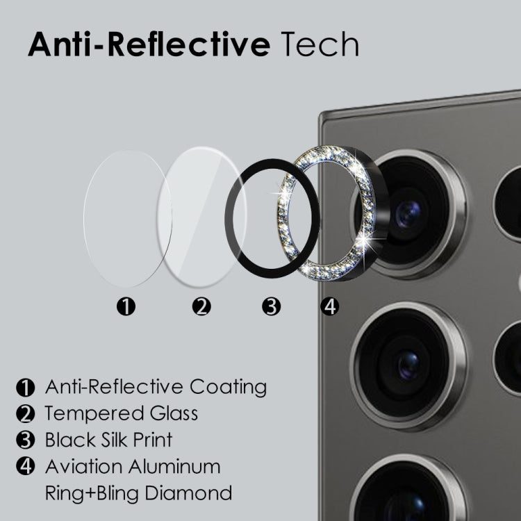 For Samsung Galaxy S24 Ultra 5G NORTHJO Camera Lens Bling Glitter Metal Ring Tempered Glass Film(Black) - HoMEdemic™ 