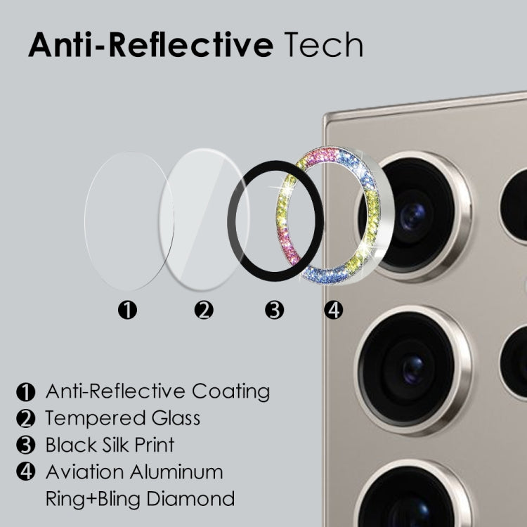 For Samsung Galaxy S24 Ultra 5G NORTHJO Camera Lens Bling Glitter Metal Ring Tempered Glass Film(Colorful) - HoMEdemic™ 