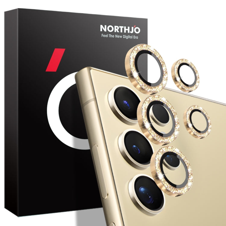 For Samsung Galaxy S24 Ultra 5G NORTHJO Camera Lens Bling Glitter Metal Ring Tempered Glass Film(Gold) - HoMEdemic™ 
