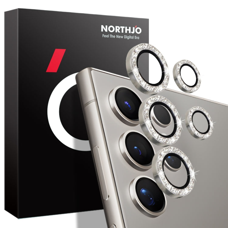 For Samsung Galaxy S24 Ultra 5G NORTHJO Camera Lens Bling Glitter Metal Ring Tempered Glass Film(Silver) - HoMEdemic™ 