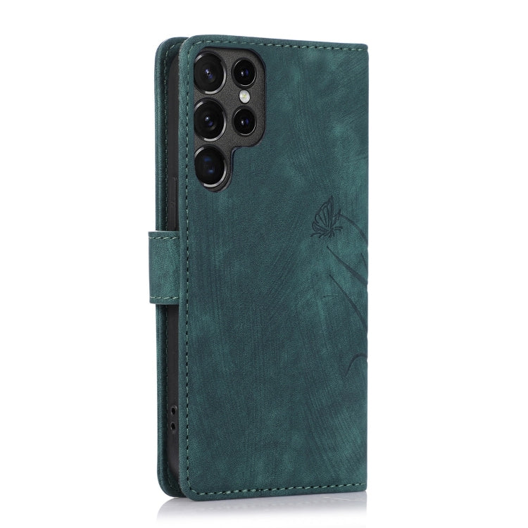For Samsung Galaxy S24 Ultra 5G Orchid Butterfly Embossed Leather Phone Case(Green) - HoMEdemic™ 