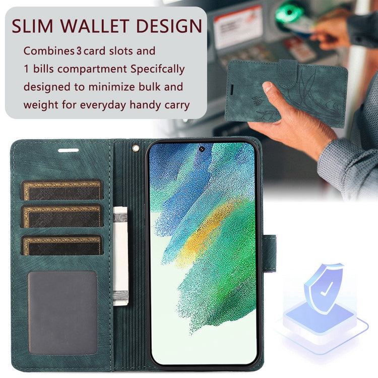 For Samsung Galaxy S24 Ultra 5G Orchid Butterfly Embossed Leather Phone Case(Green) - HoMEdemic™ 