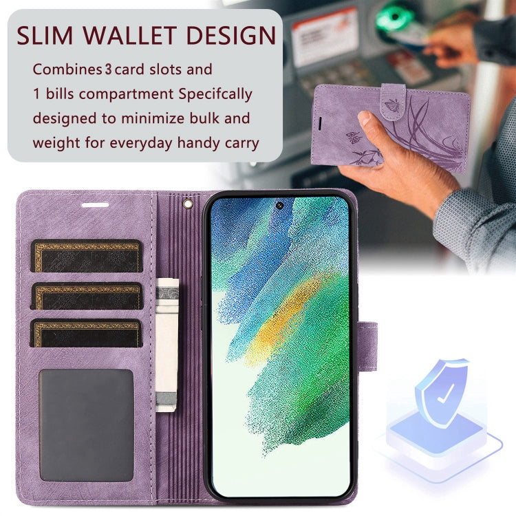 For Samsung Galaxy S24 Ultra 5G Orchid Butterfly Embossed Leather Phone Case(Purple) - HoMEdemic™ 