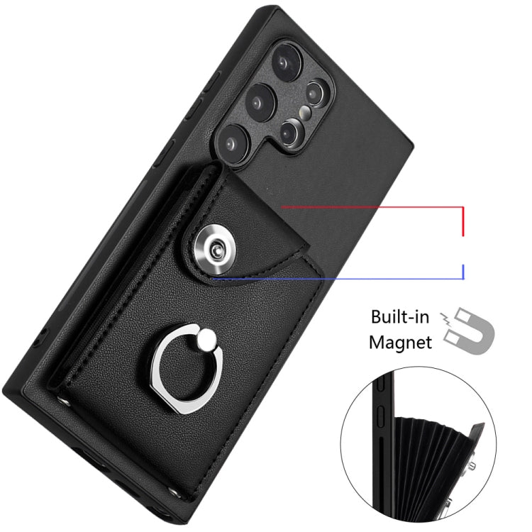 For Samsung Galaxy S24 Ultra 5G Organ Card Bag Ring Holder Phone Case with Long Lanyard(Black) - HoMEdemic™ 