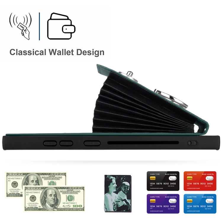 For Samsung Galaxy S24 Ultra 5G Organ Card Bag Ring Holder Phone Case with Long Lanyard(Green) - HoMEdemic™ 