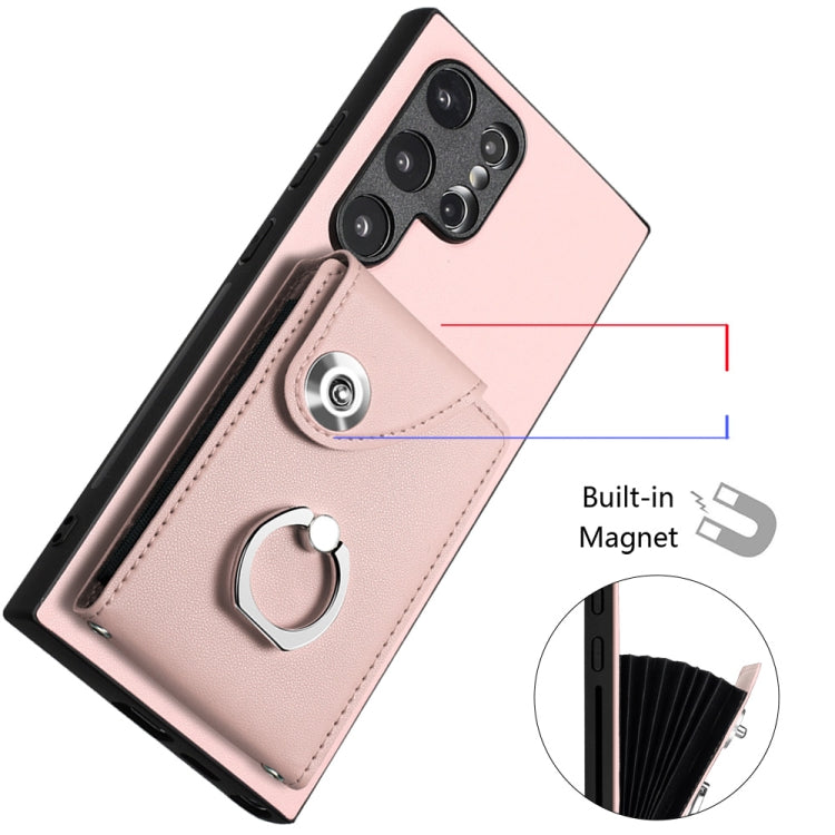 For Samsung Galaxy S24 Ultra 5G Organ Card Bag Ring Holder Phone Case with Long Lanyard(Pink) - HoMEdemic™ 