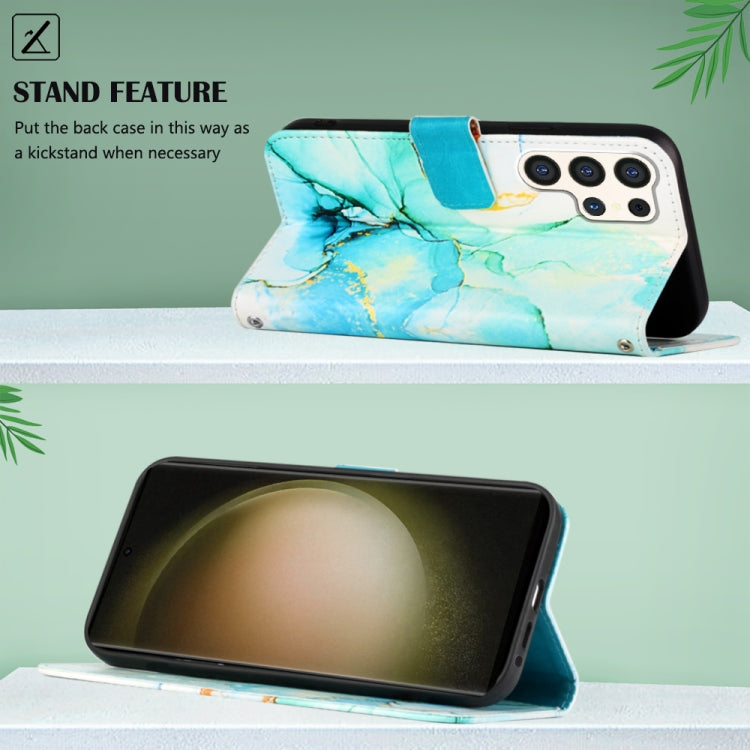 For Samsung Galaxy S24 Ultra 5G PT003 Marble Pattern Flip Leather Phone Case(Green) - HoMEdemic™ 