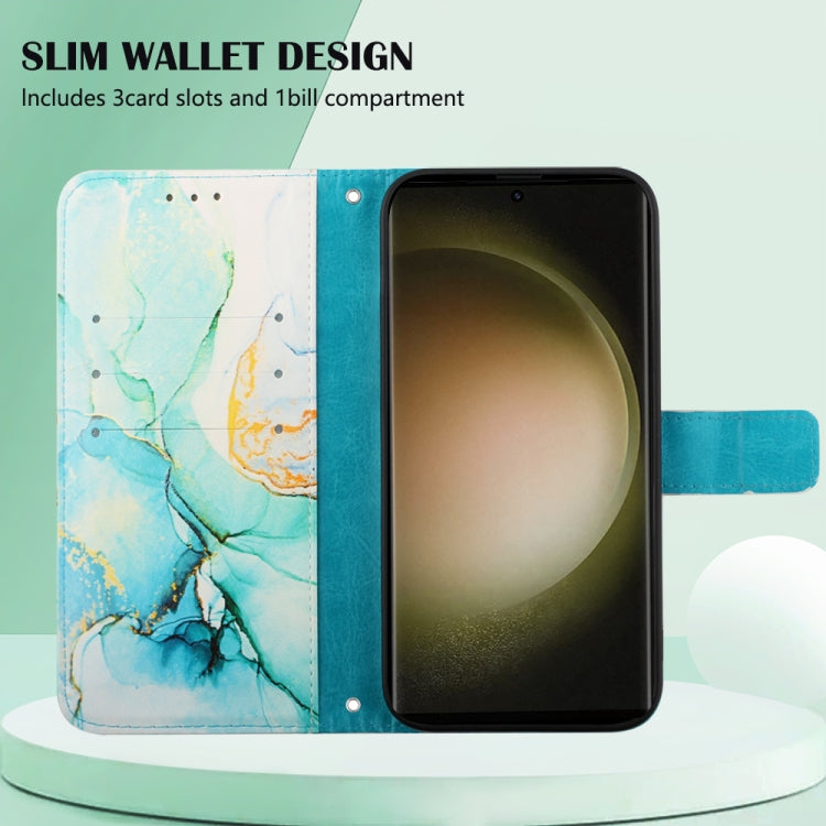 For Samsung Galaxy S24 Ultra 5G PT003 Marble Pattern Flip Leather Phone Case(Green) - HoMEdemic™ 