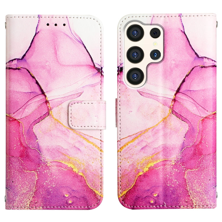 For Samsung Galaxy S24 Ultra 5G PT003 Marble Pattern Flip Leather Phone Case(Pink Purple Gold) - HoMEdemic™ 