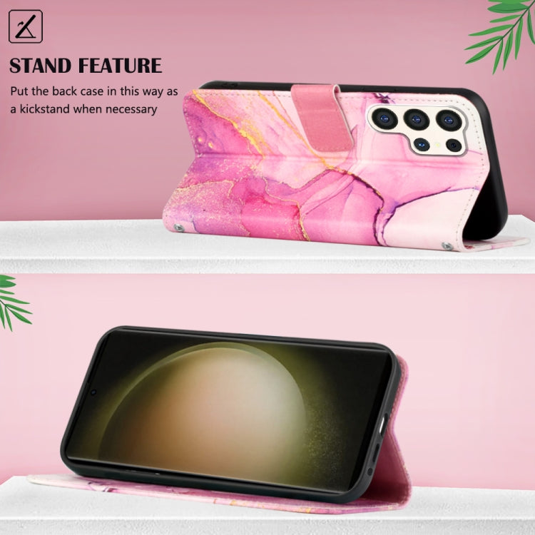 For Samsung Galaxy S24 Ultra 5G PT003 Marble Pattern Flip Leather Phone Case(Pink Purple Gold) - HoMEdemic™ 