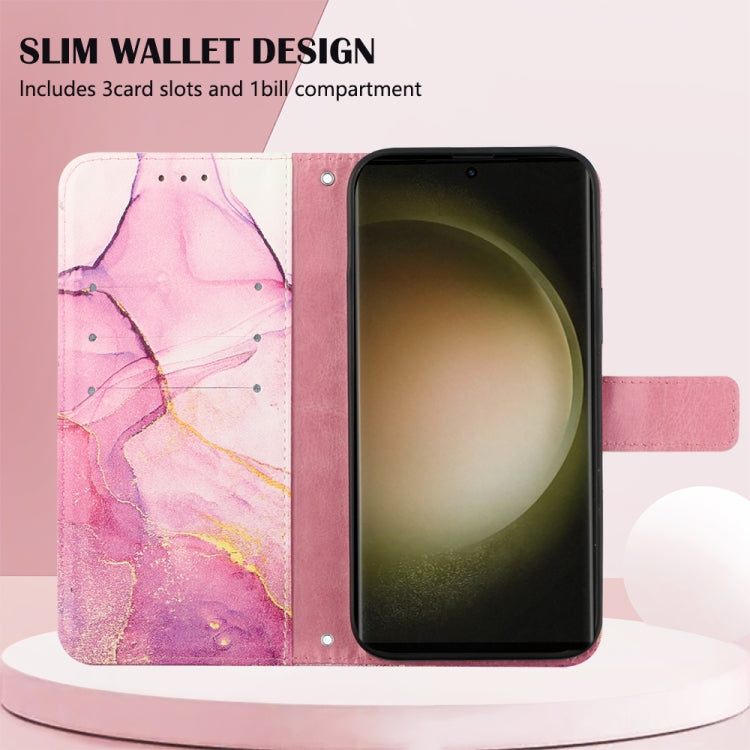 For Samsung Galaxy S24 Ultra 5G PT003 Marble Pattern Flip Leather Phone Case(Pink Purple Gold) - HoMEdemic™ 