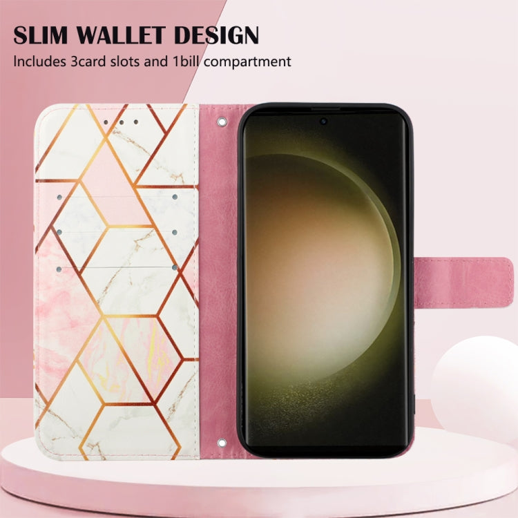For Samsung Galaxy S24 Ultra 5G PT003 Marble Pattern Flip Leather Phone Case(Pink White) - HoMEdemic™ 