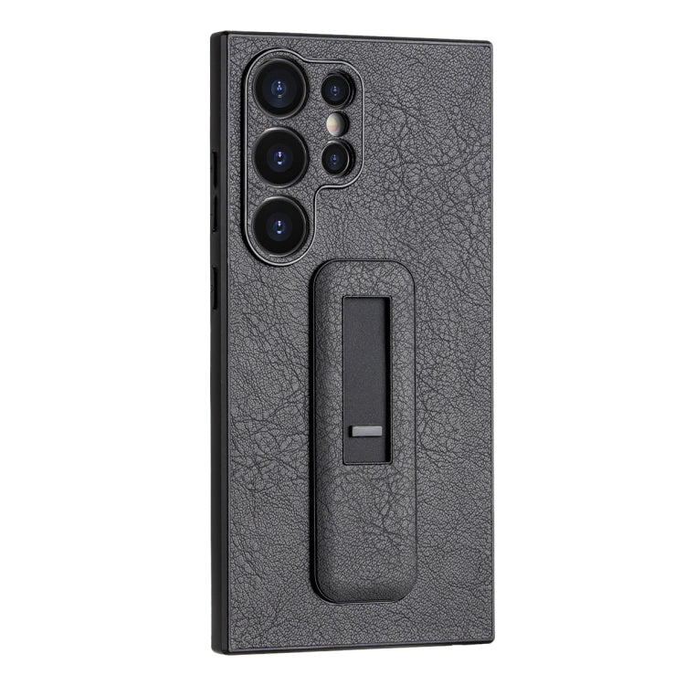 For Samsung Galaxy S24 Ultra 5G PU Leather Push-pull Bracket Shockproof Phone Case(Black) - HoMEdemic™ 
