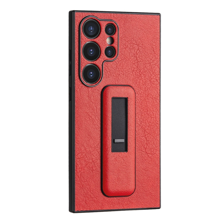 For Samsung Galaxy S24 Ultra 5G PU Leather Push-pull Bracket Shockproof Phone Case(Red) - HoMEdemic™ 