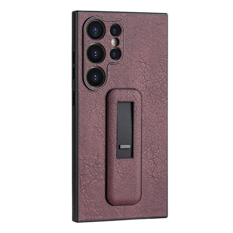 For Samsung Galaxy S24 Ultra 5G PU Leather Push-pull Bracket Shockproof Phone Case(Wine Red) - HoMEdemic™ 