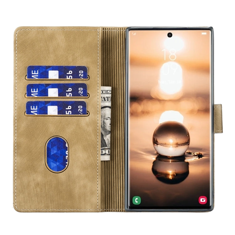 For Samsung Galaxy S24 Ultra 5G Pen Heart Cat Embossed Leather Phone Case(Apricot) - HoMEdemic™ 