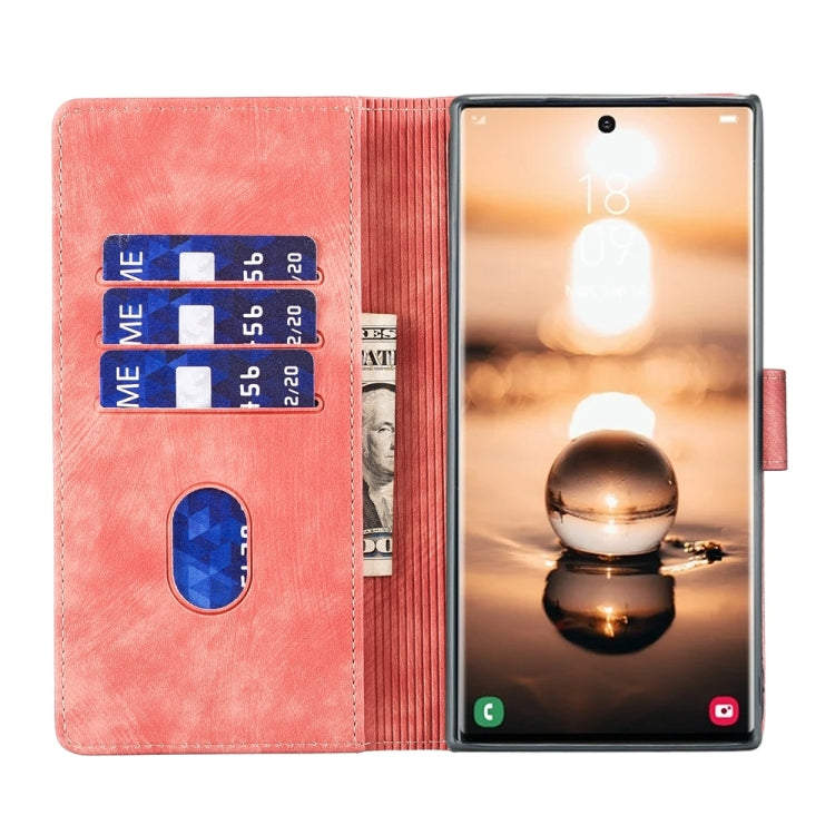 For Samsung Galaxy S24 Ultra 5G Pen Heart Cat Embossed Leather Phone Case(Orange) - HoMEdemic™ 