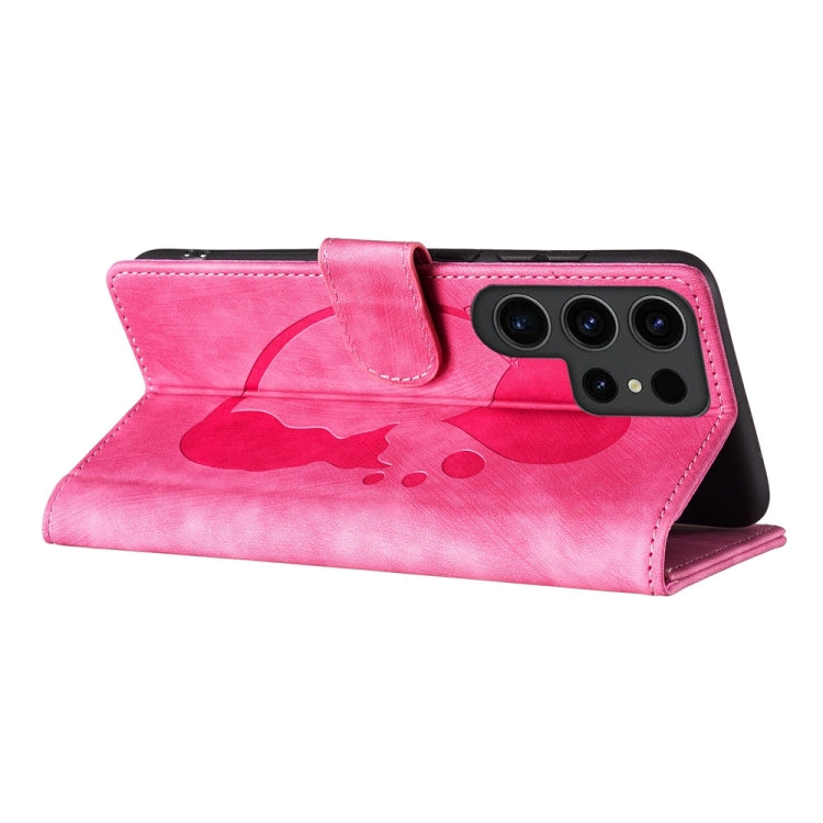 For Samsung Galaxy S24 Ultra 5G Pen Heart Cat Embossed Leather Phone Case(Pink) - HoMEdemic™ 