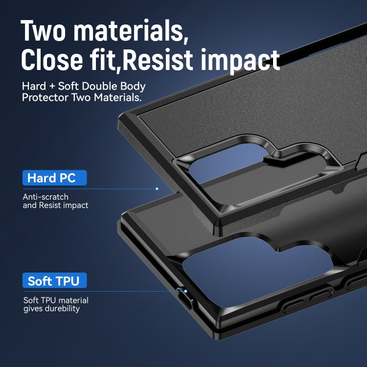 For Samsung Galaxy S24 Ultra 5G Pioneer Armor Heavy Duty PC Hybrid TPU Phone Case(Black) - HoMEdemic™ 