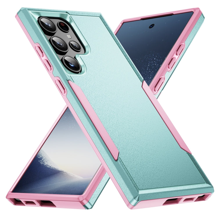 For Samsung Galaxy S24 Ultra 5G Pioneer Armor Heavy Duty PC Hybrid TPU Phone Case(Green+Pink) - HoMEdemic™ 