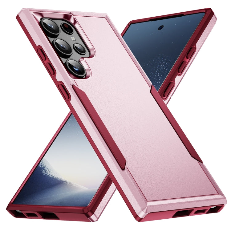 For Samsung Galaxy S24 Ultra 5G Pioneer Armor Heavy Duty PC Hybrid TPU Phone Case(Pink+Rose Red) - HoMEdemic™ 