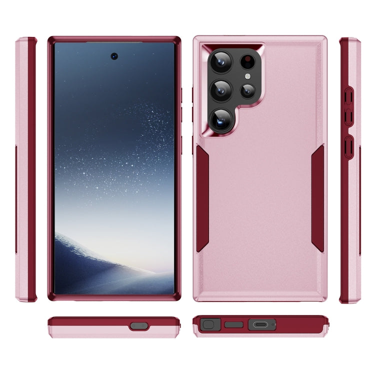 For Samsung Galaxy S24 Ultra 5G Pioneer Armor Heavy Duty PC Hybrid TPU Phone Case(Pink+Rose Red) - HoMEdemic™ 